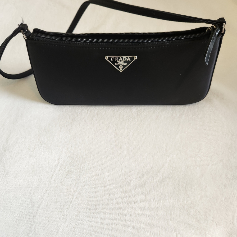Prada Black Nylon Pouch with Silver Logo